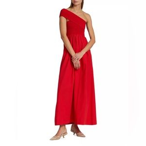 SWF One shoulder smocked maxi dress red size Small